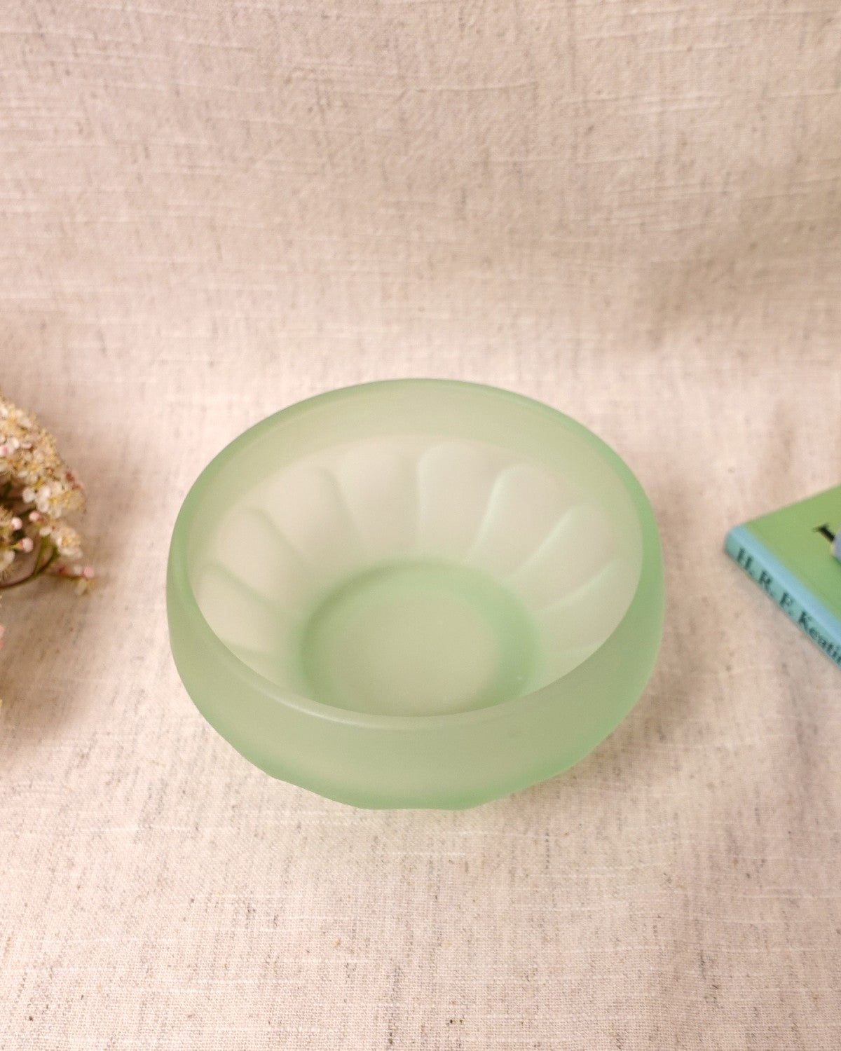 Green Frosted Glass Bowl, Small