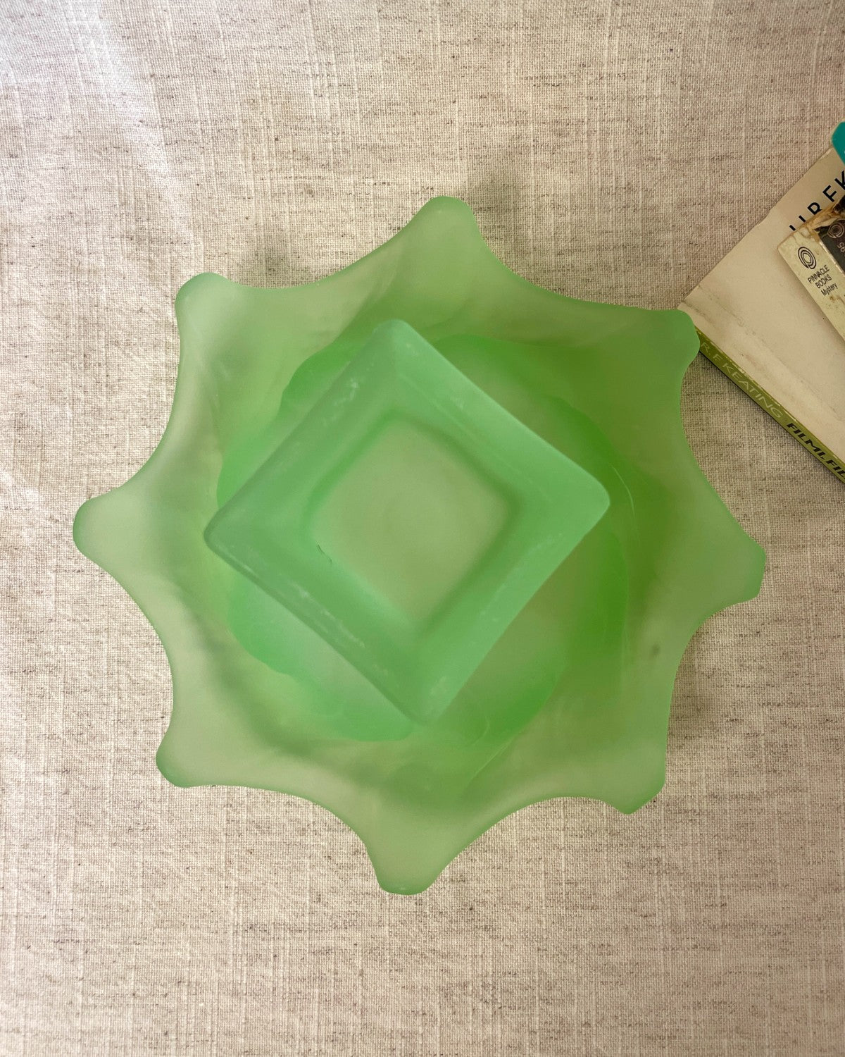Bagley 'Equinox' Green Frosted Glass Bowl