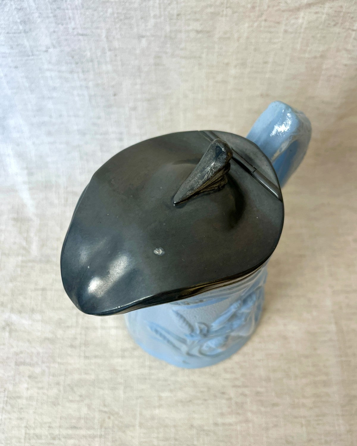 Antique Ceramic Jug with Pewter Lid