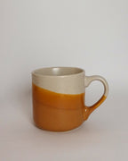 Set of 4 Stoneware Dipped Mugs, Speckled Cream & Burnt Orange