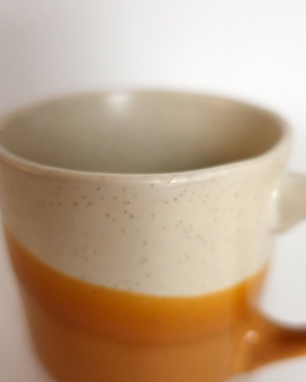 Set of 4 Stoneware Dipped Mugs, Speckled Cream & Burnt Orange