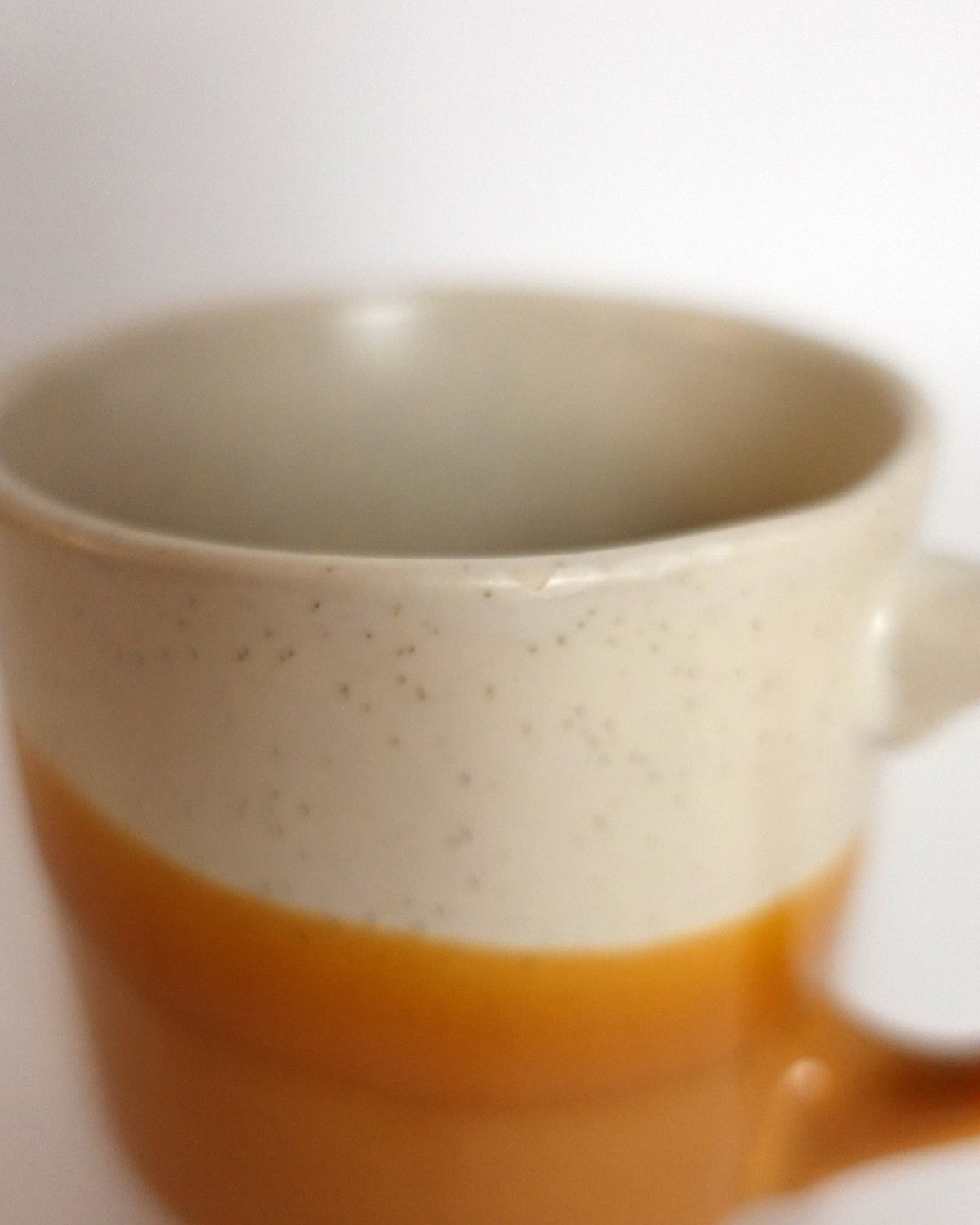 Set of 4 Stoneware Dipped Mugs, Speckled Cream & Burnt Orange