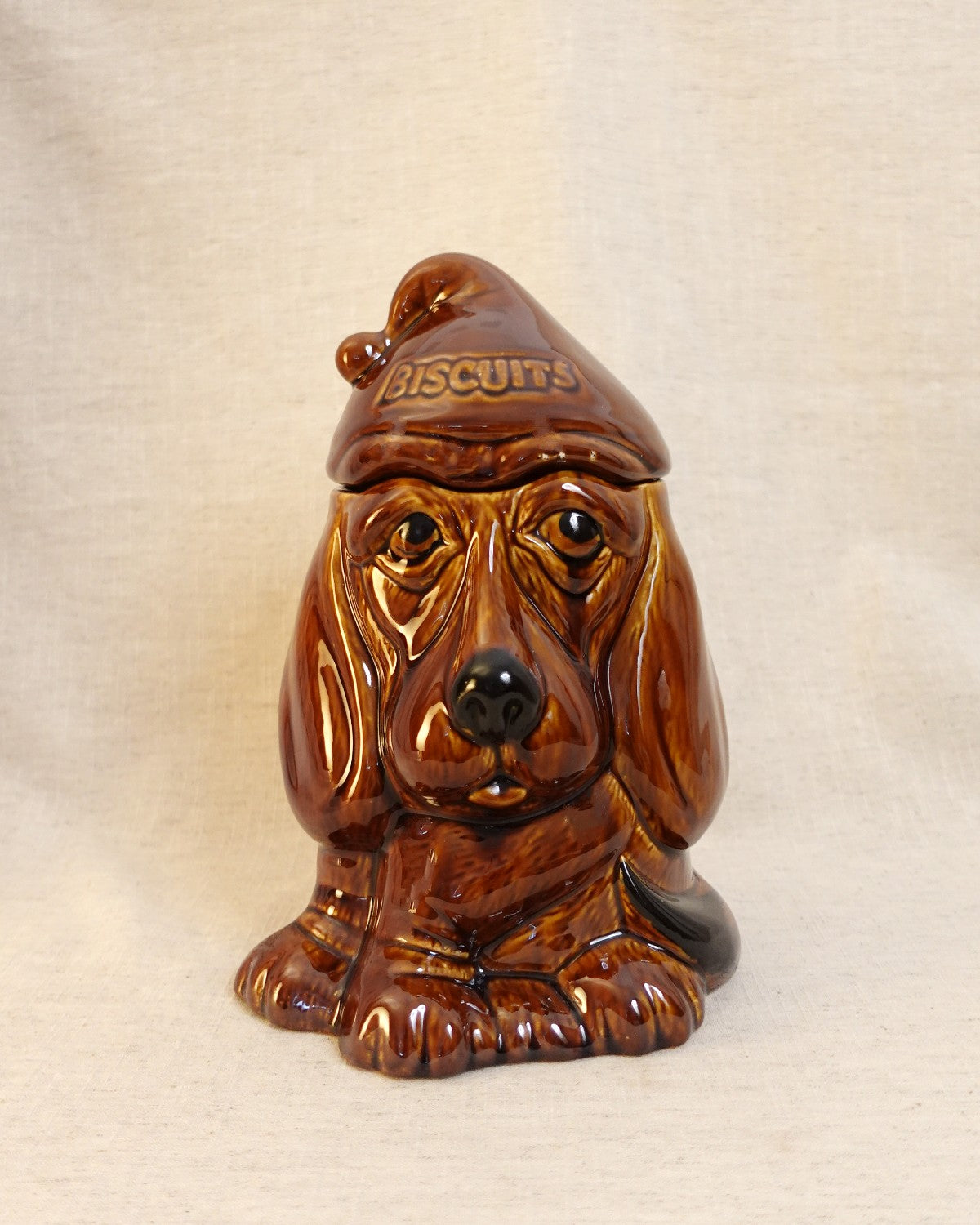 Vintage Ceramic Biscuit Barrel, Dog Shaped