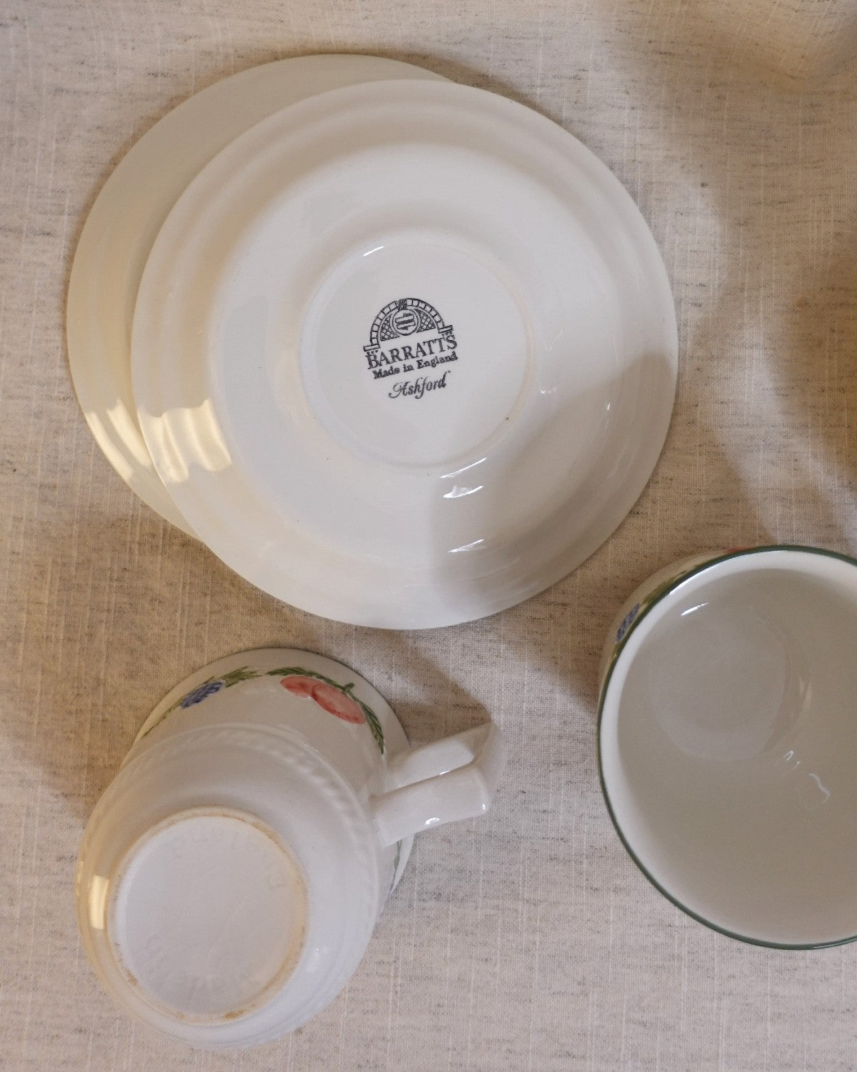 Vintage Teapot, Cups & Saucers Set with Coloured Fruit Design
