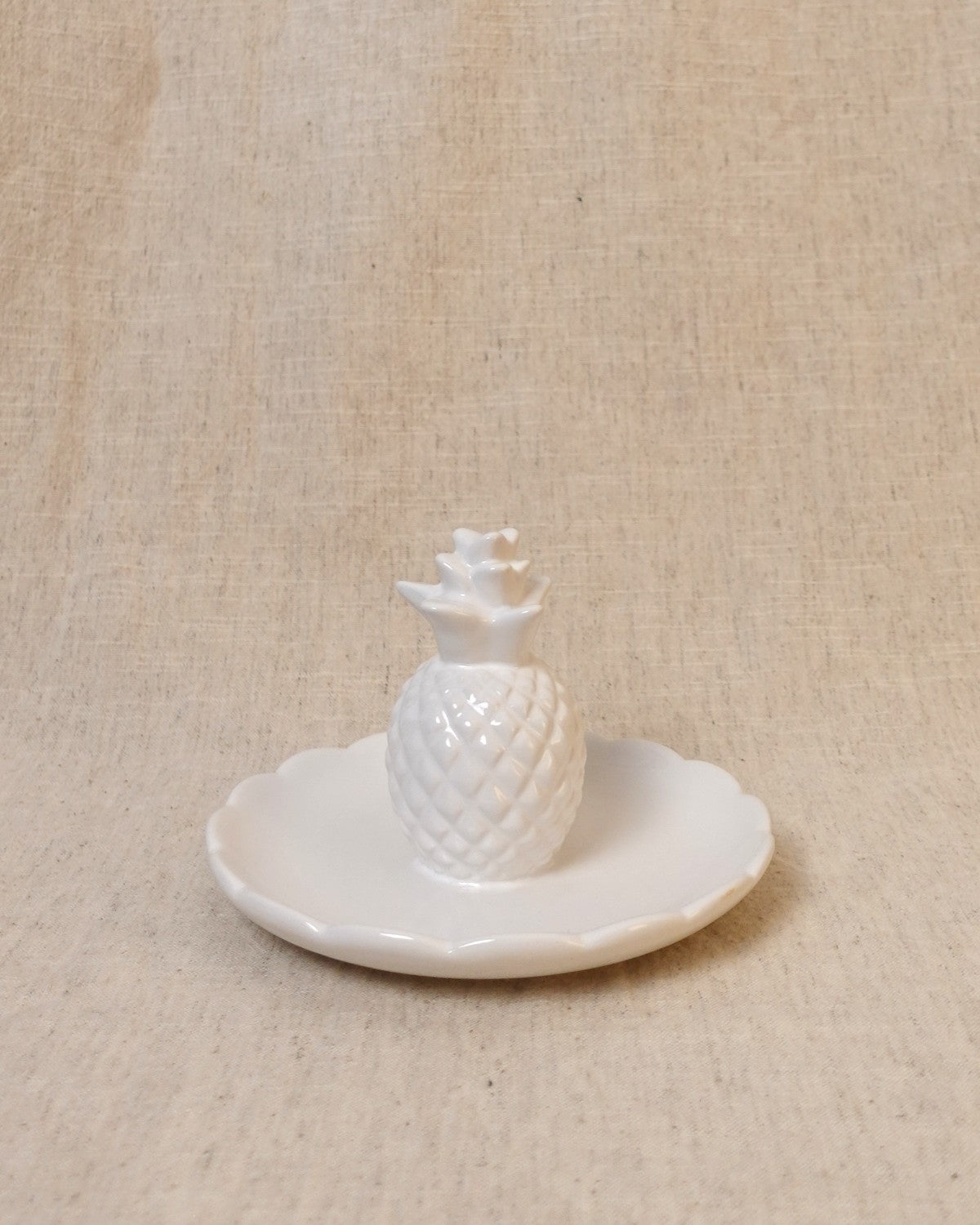 Ceramic Pineapple Trinket Dish, White