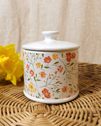 White & Floral Ceramic Storage Pot