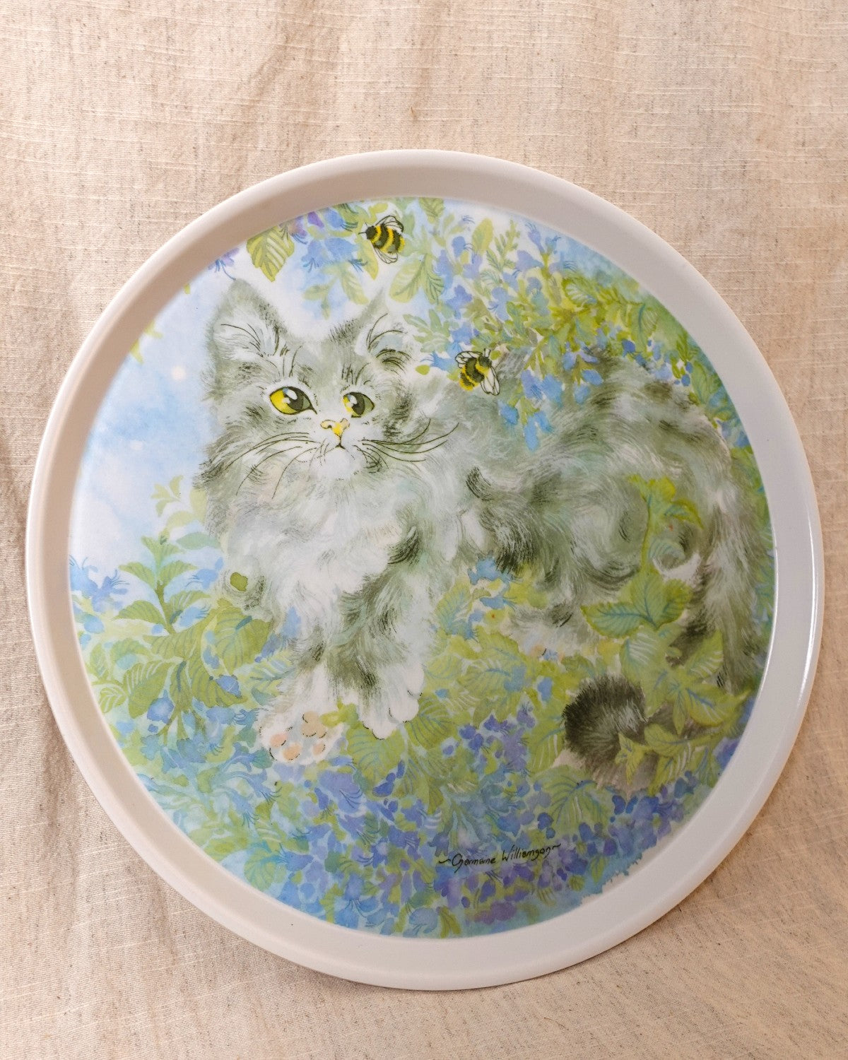 Round Melamine Cat Serving Tray