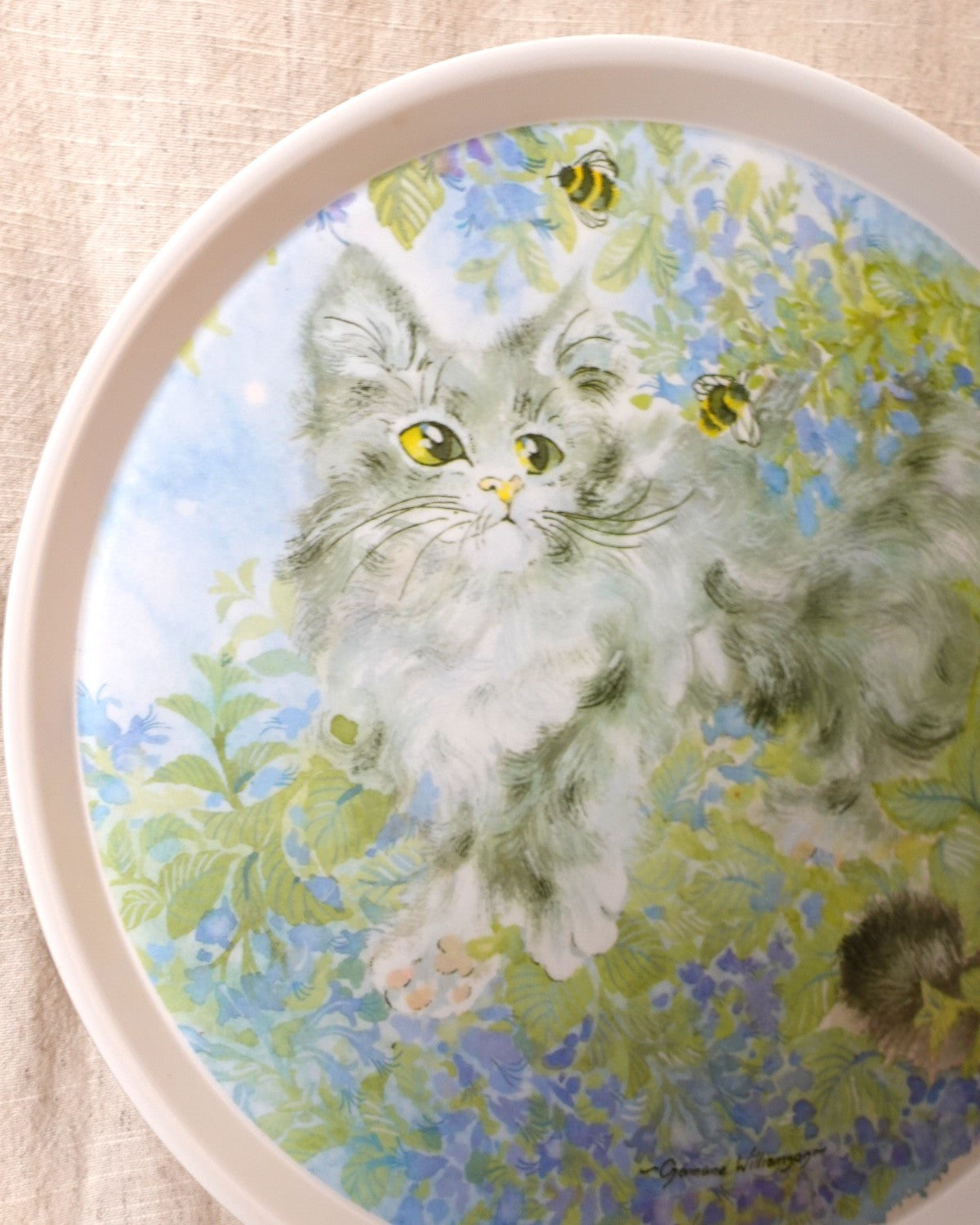 Round Melamine Cat Serving Tray