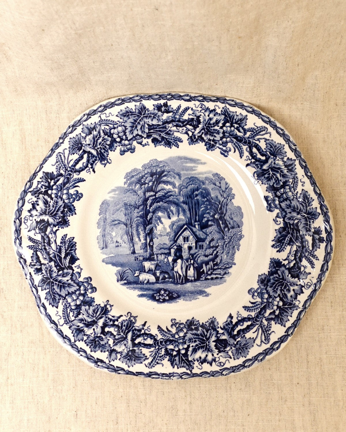 Vintage Blue and White Dinner Plate - Booths