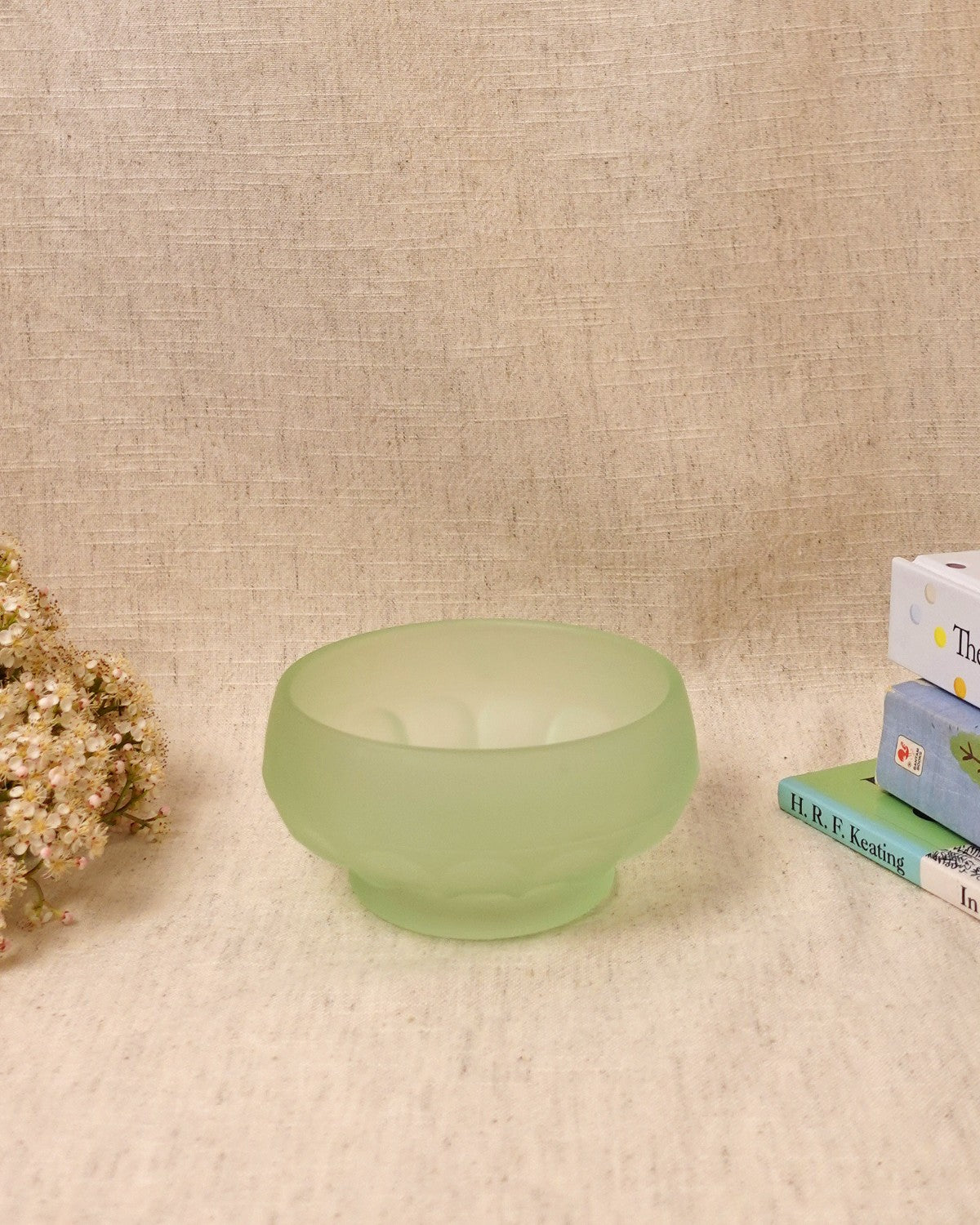 Green Frosted Glass Bowl, Small