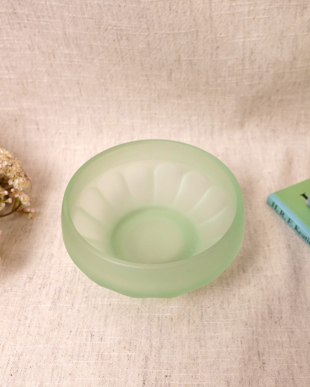 Green Frosted Glass Bowl, Small