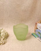 Vintage Green Frosted Glass Swirl Bowl