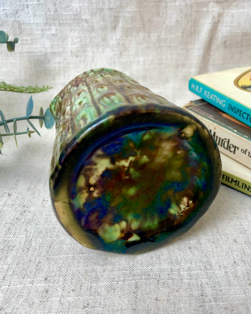 Antique Small Ceramic Bamboo Jug