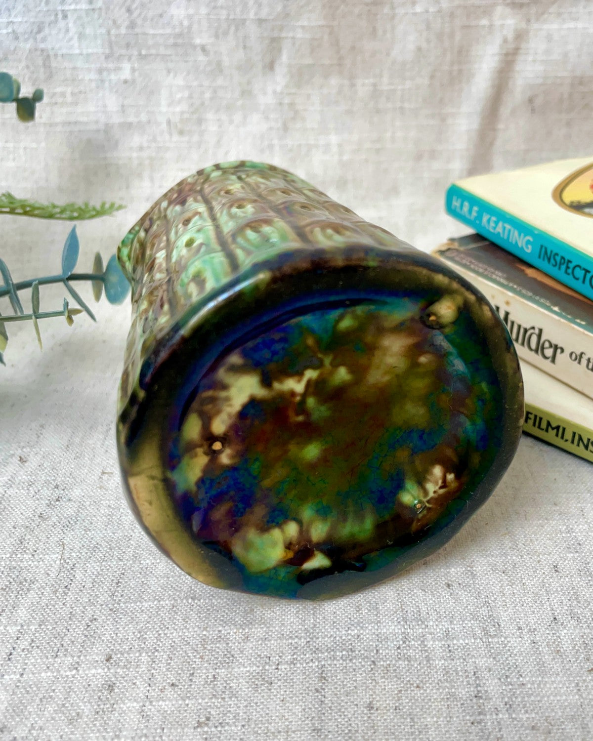 Antique Small Ceramic Bamboo Jug