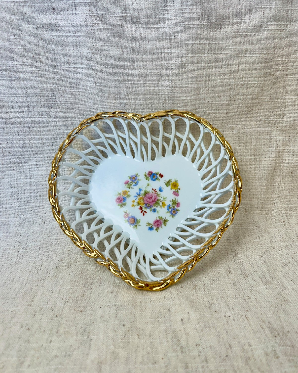 Vintage Ceramic Heart-Shaped Trinket Dish