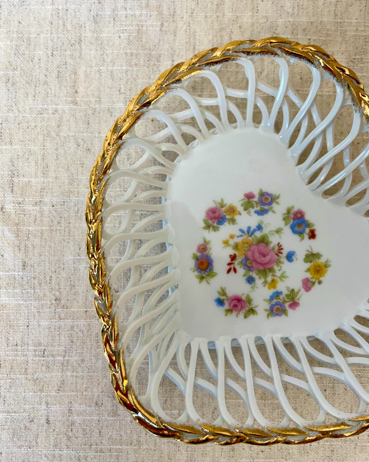 Vintage Ceramic Heart-Shaped Trinket Dish
