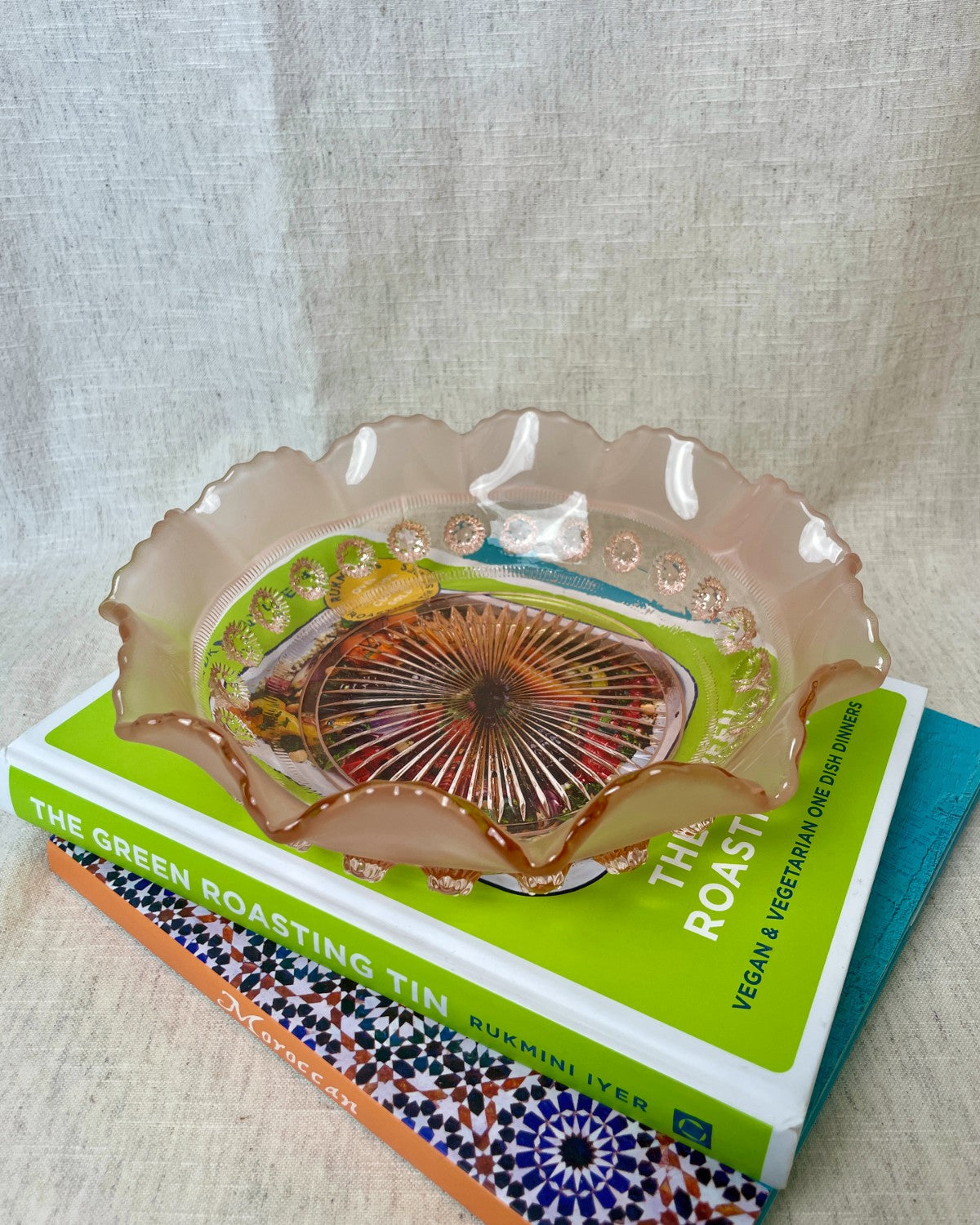 Pink Vintage Glass Serving Bowl