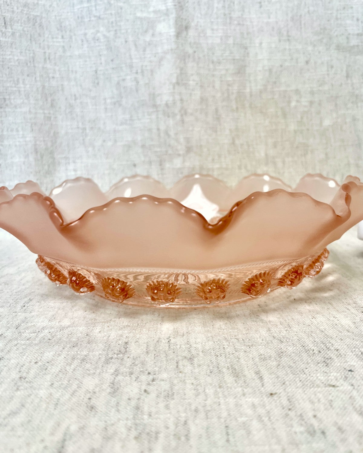 Pink Vintage Glass Serving Bowl
