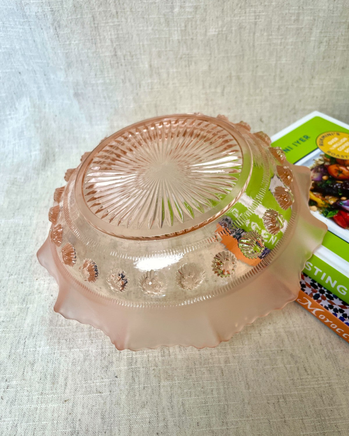 Pink Vintage Glass Serving Bowl