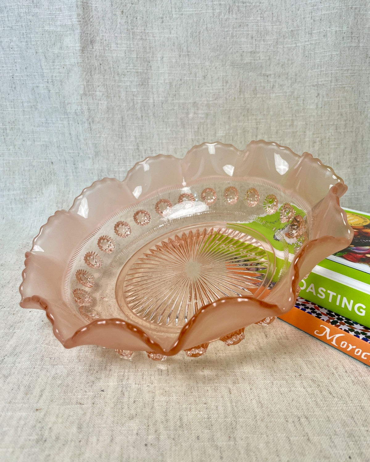 Pink Vintage Glass Serving Bowl