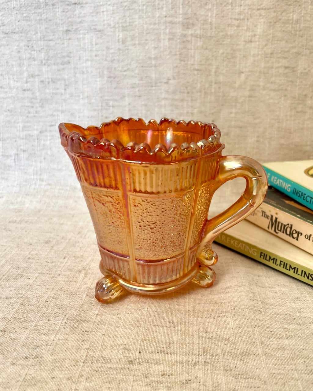 Vintage Orange Carnival Glass Jug  Some of a Kind