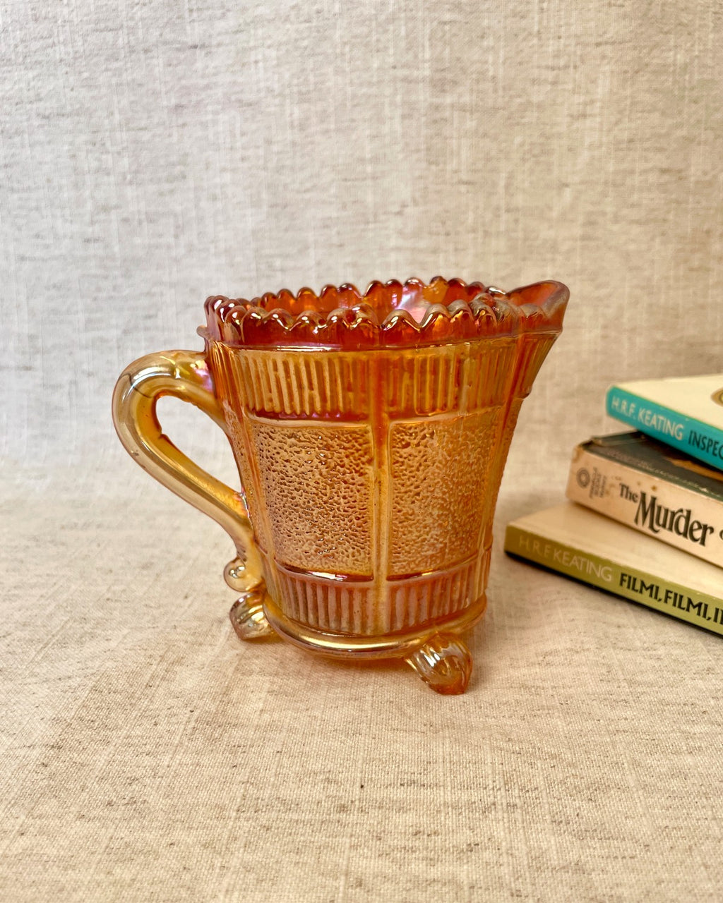 Vintage Orange Carnival Glass Jug