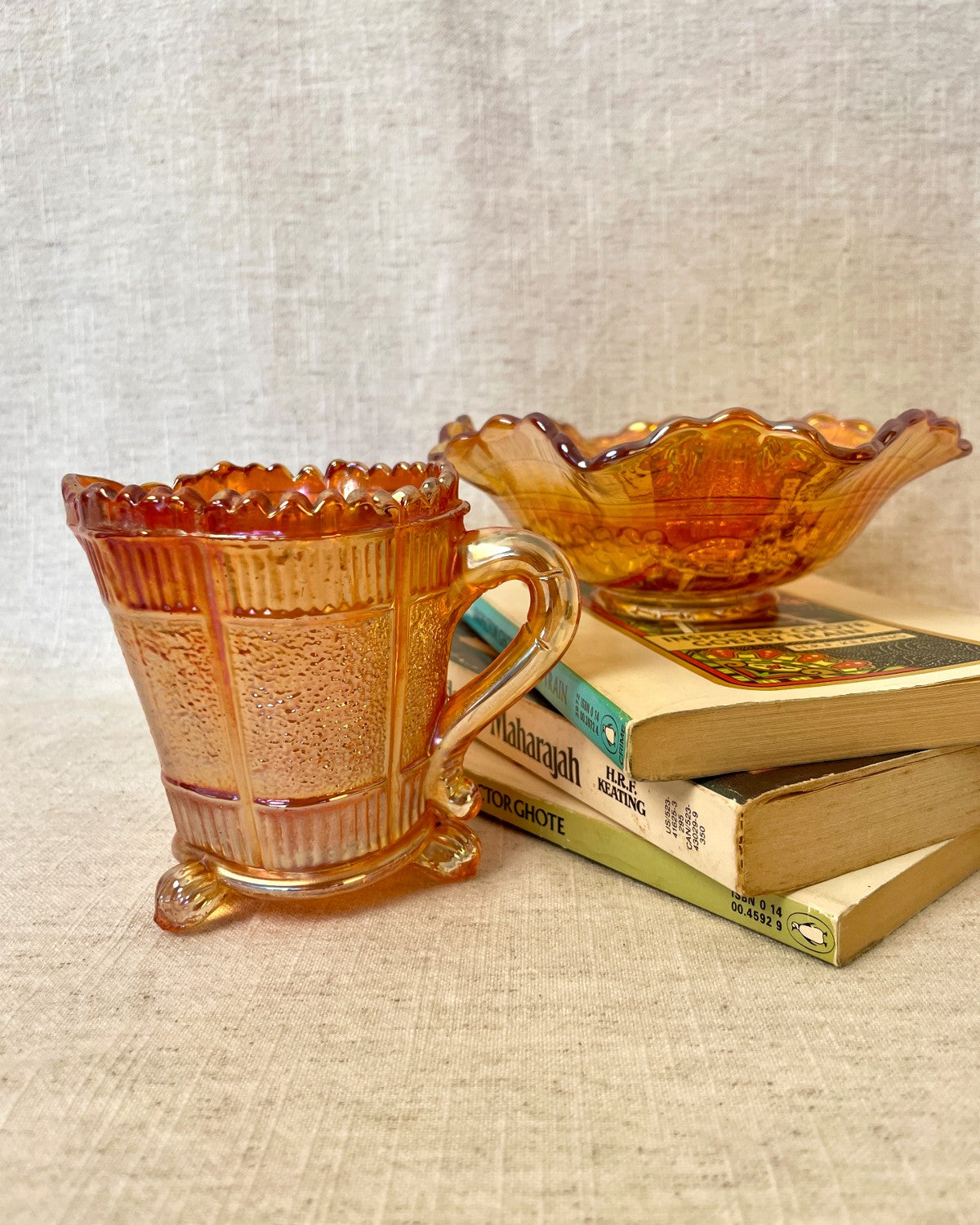 Vintage Orange Carnival Glass Jug