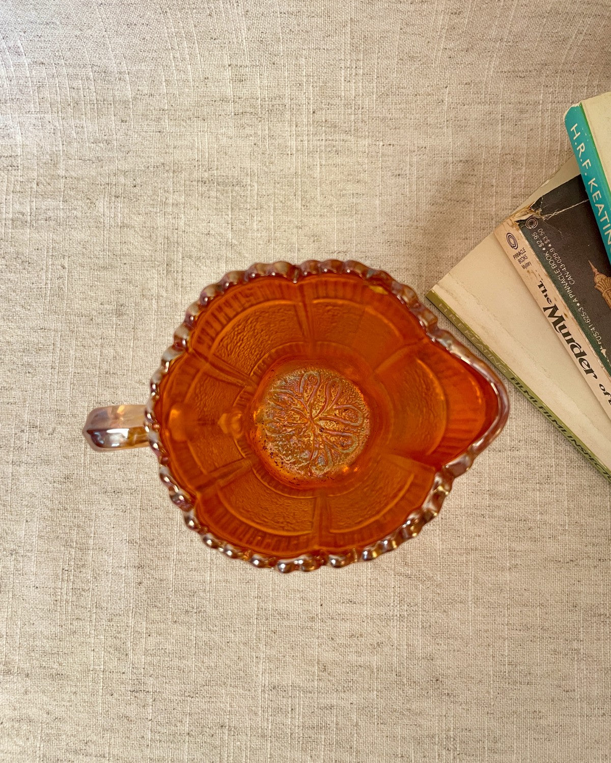 Vintage Orange Carnival Glass Jug