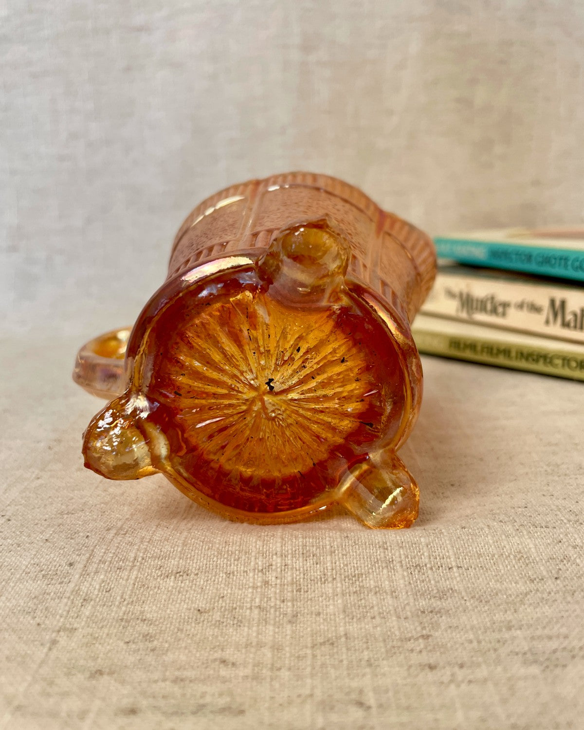 Vintage Orange Carnival Glass Jug