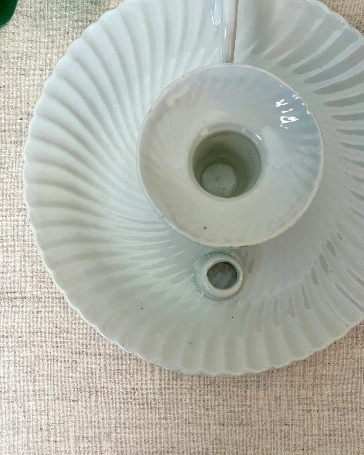 Vintage White Chamberstick Candle Holder