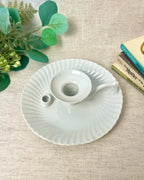 Vintage White Chamberstick Candle Holder