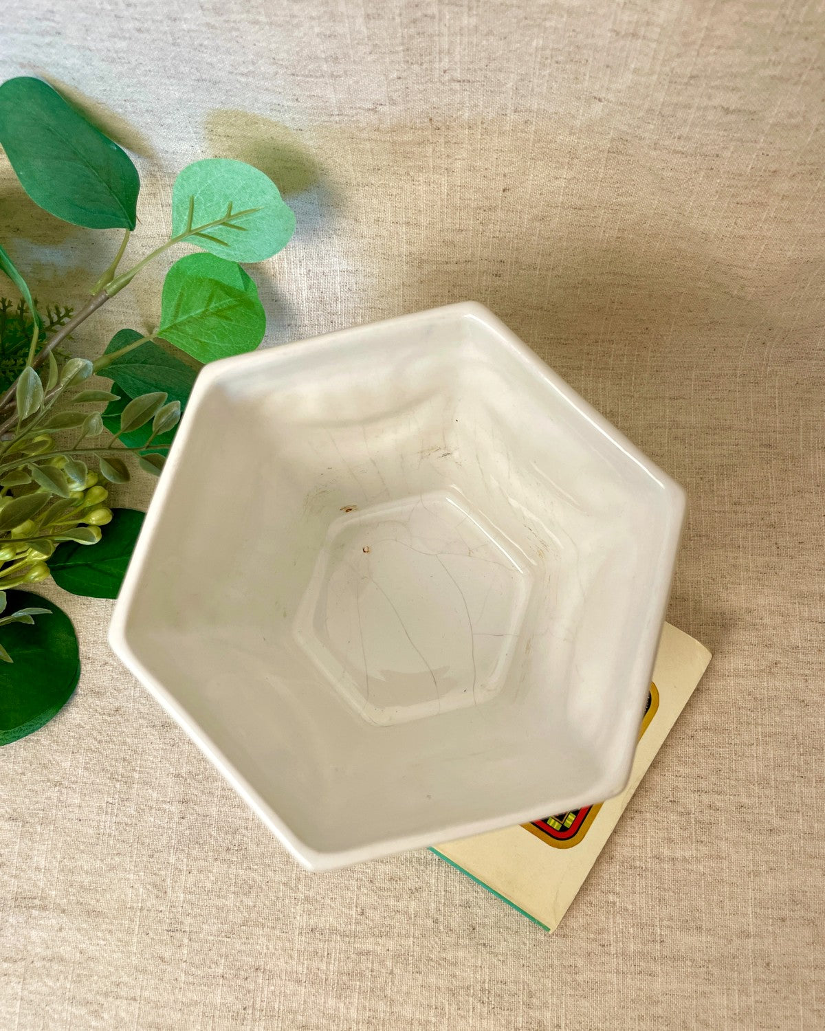 Vintage Bow and Garland Hexagonal Indoor Planter