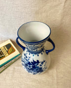Vintage Blue & White Ceramic Double Handled Vase