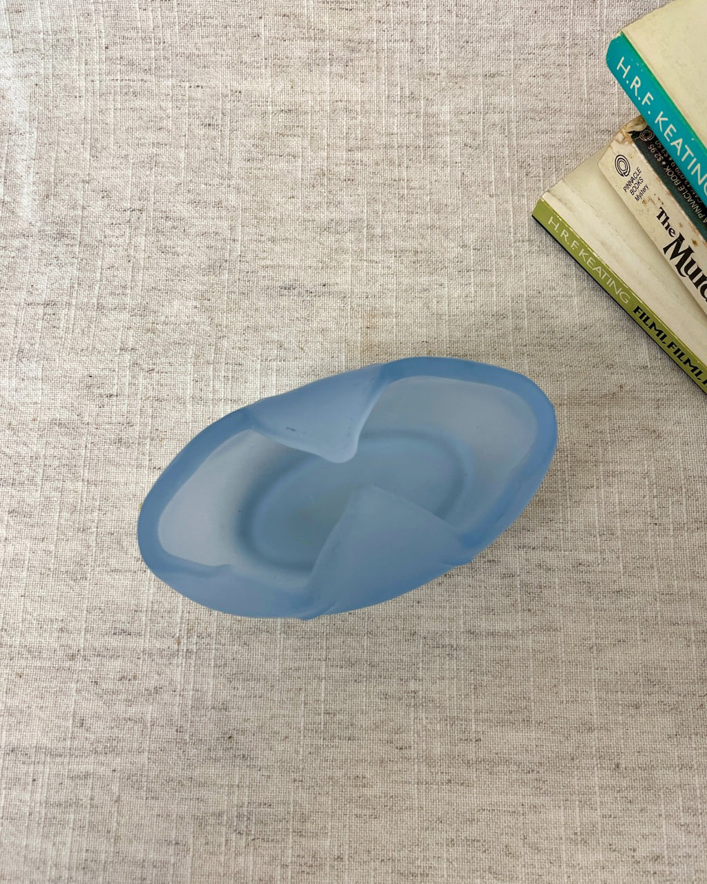 Small Blue Frosted Glass Posy Bowl