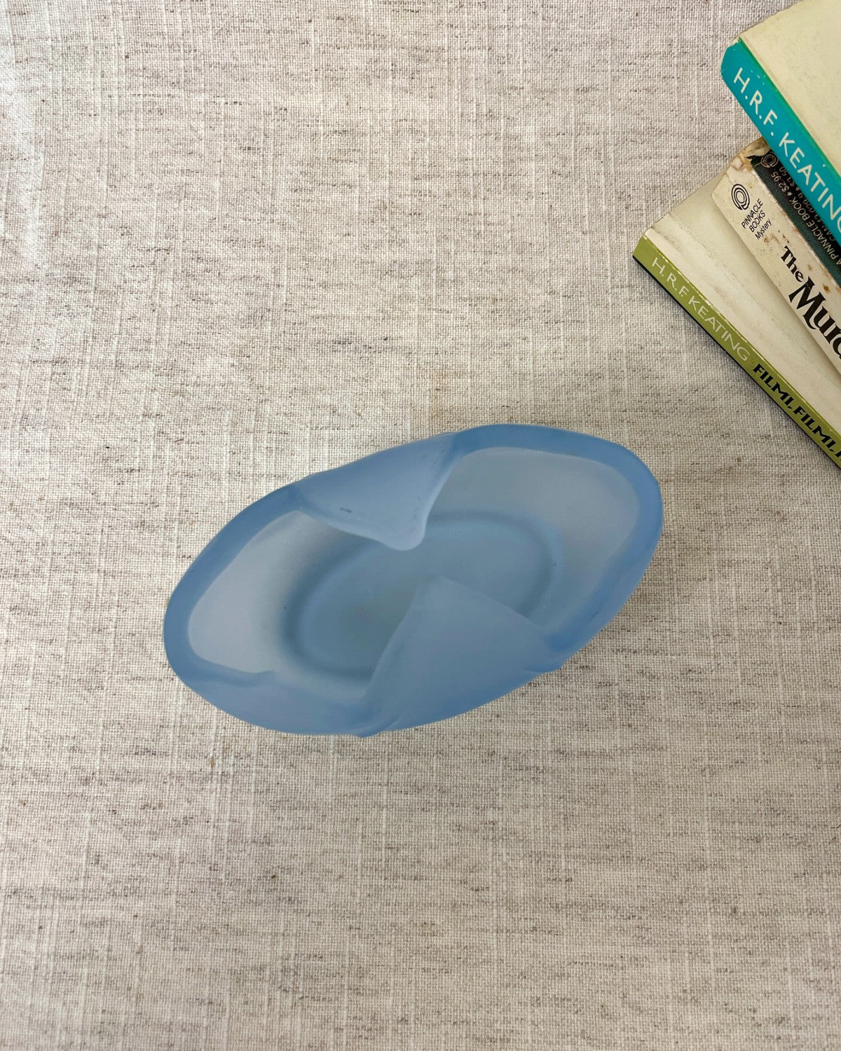 Small Blue Frosted Glass Posy Bowl