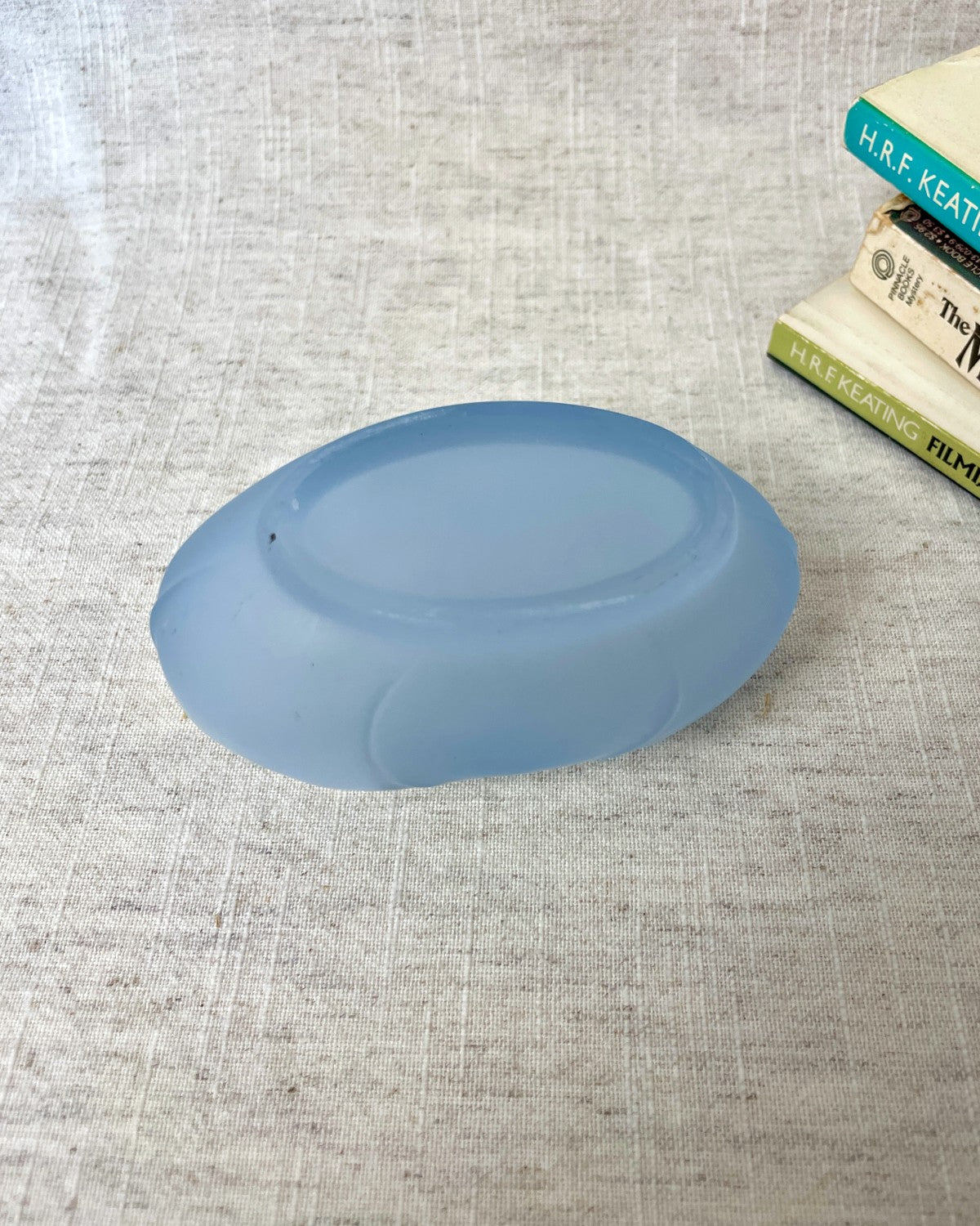 Small Blue Frosted Glass Posy Bowl