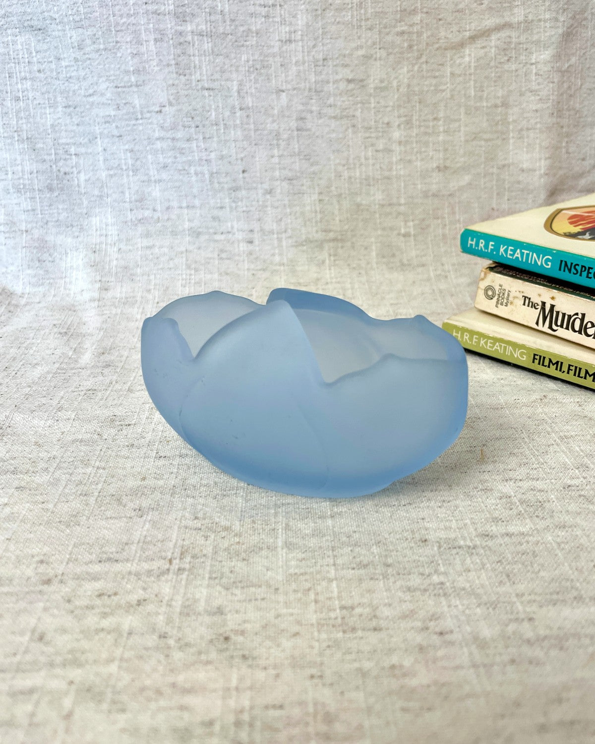 Small Blue Frosted Glass Posy Bowl