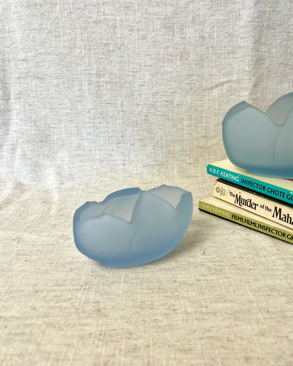 Small Blue Frosted Glass Posy Bowl