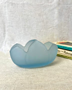 Large Blue Frosted Glass Posy Bowl