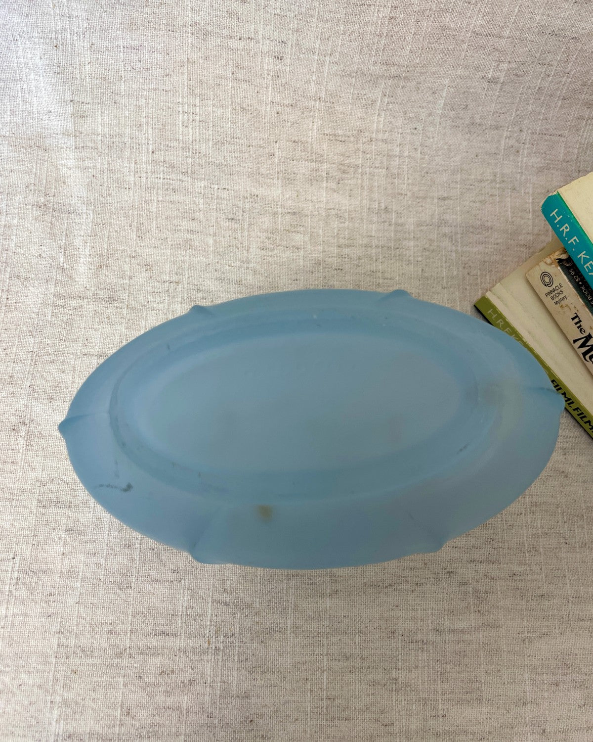 Large Blue Frosted Glass Posy Bowl