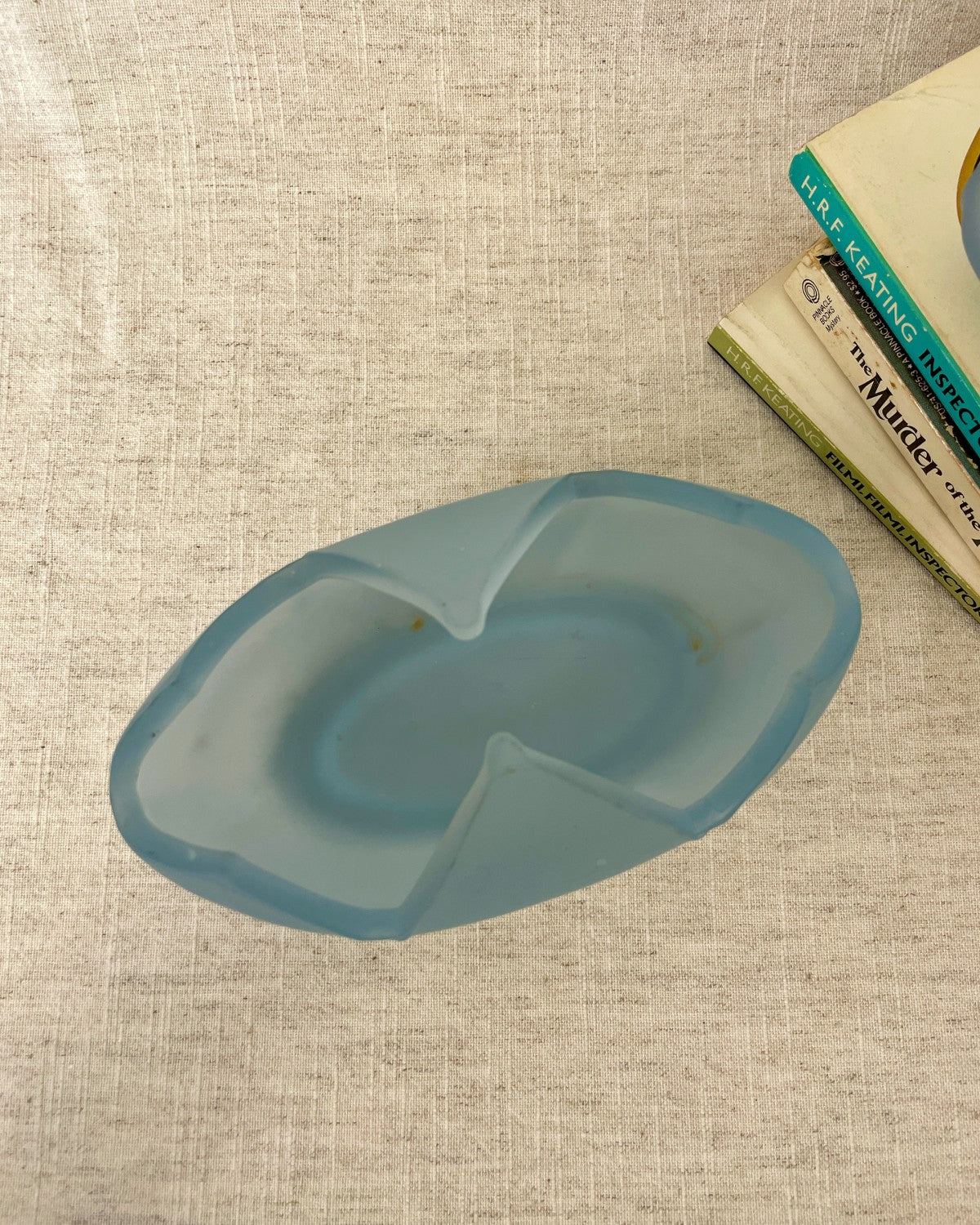 Large Blue Frosted Glass Posy Bowl