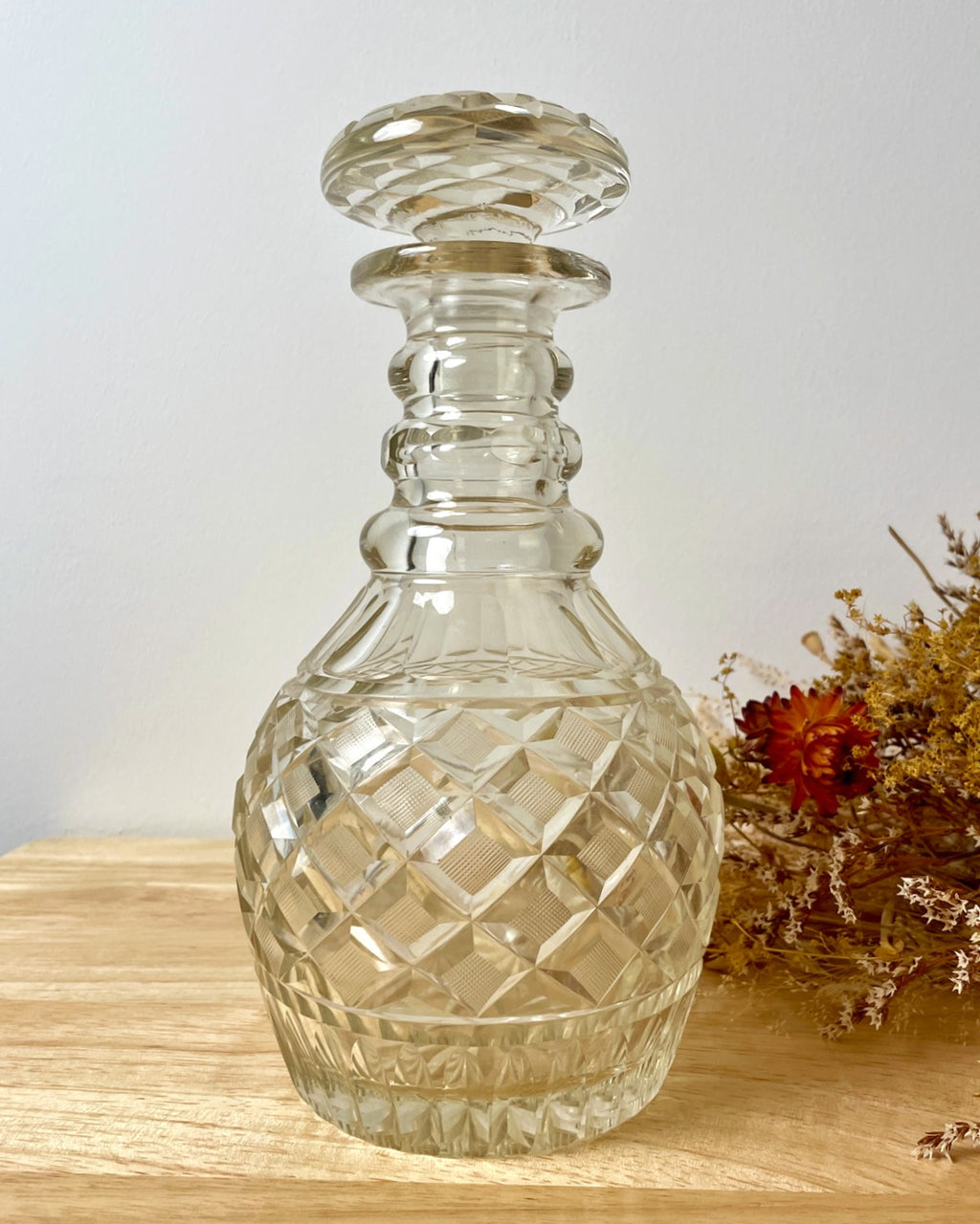 Vintage Round Cut Glass Decanter