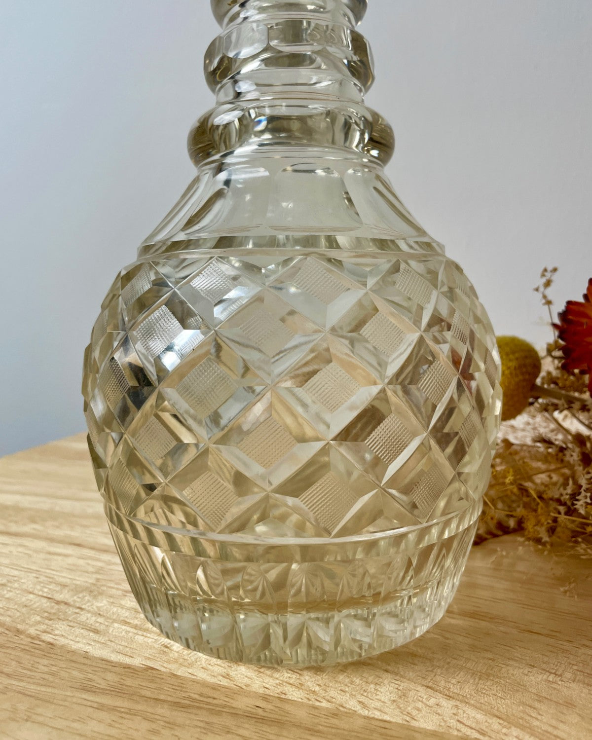 Vintage Round Cut Glass Decanter
