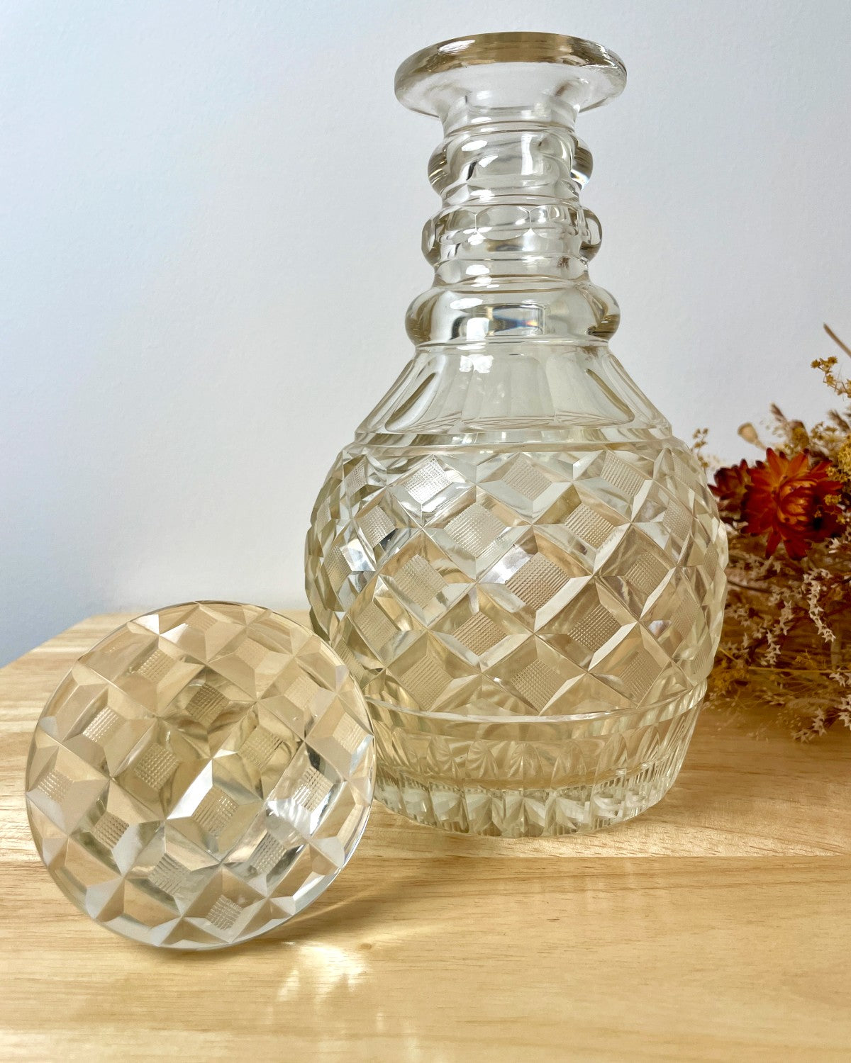 Vintage Round Cut Glass Decanter