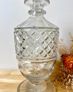 Vintage Cut Glass Decanter with Circular Base