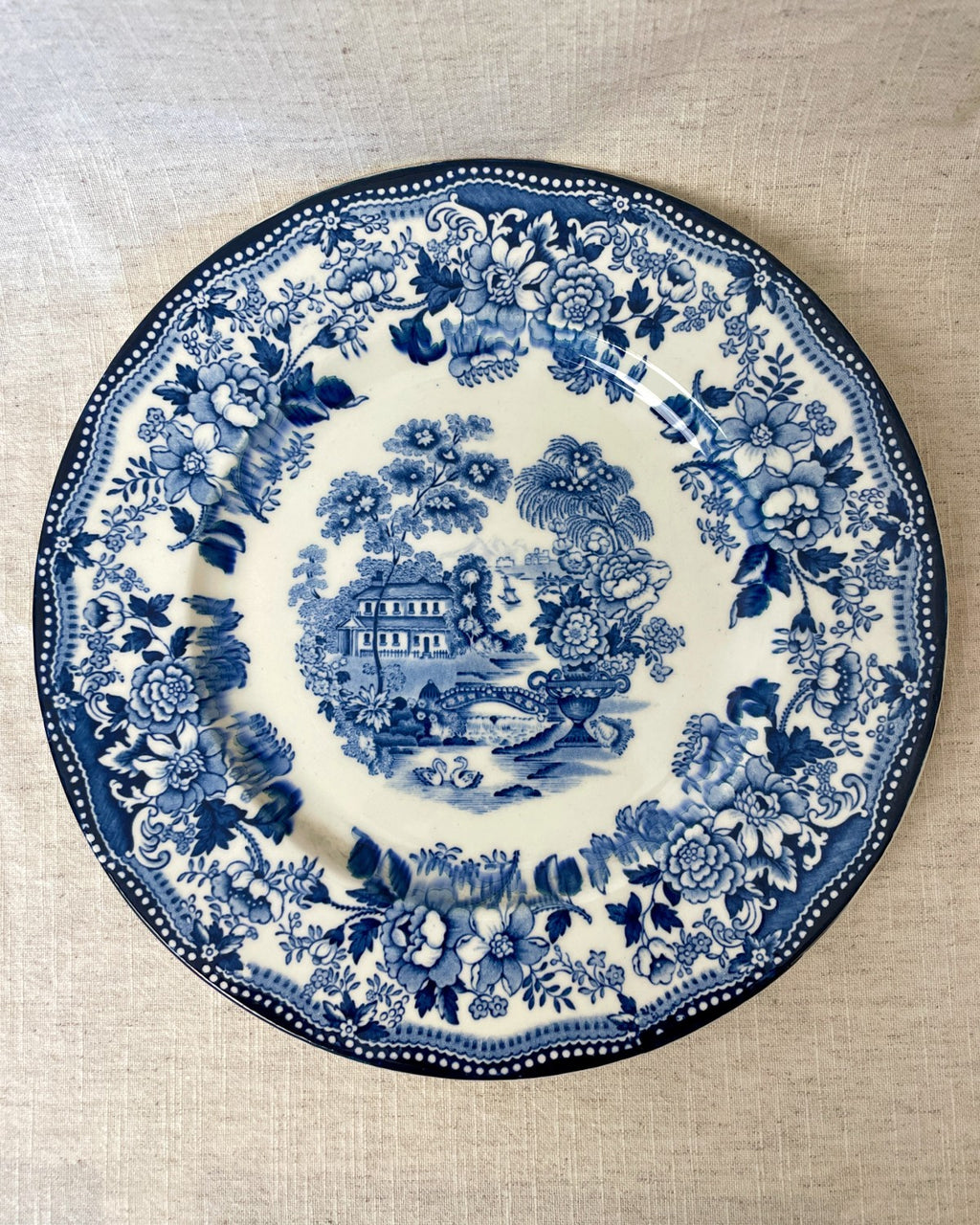 Vintage Royal Staffordshire Tonquin Dinner Plate, Blue & White