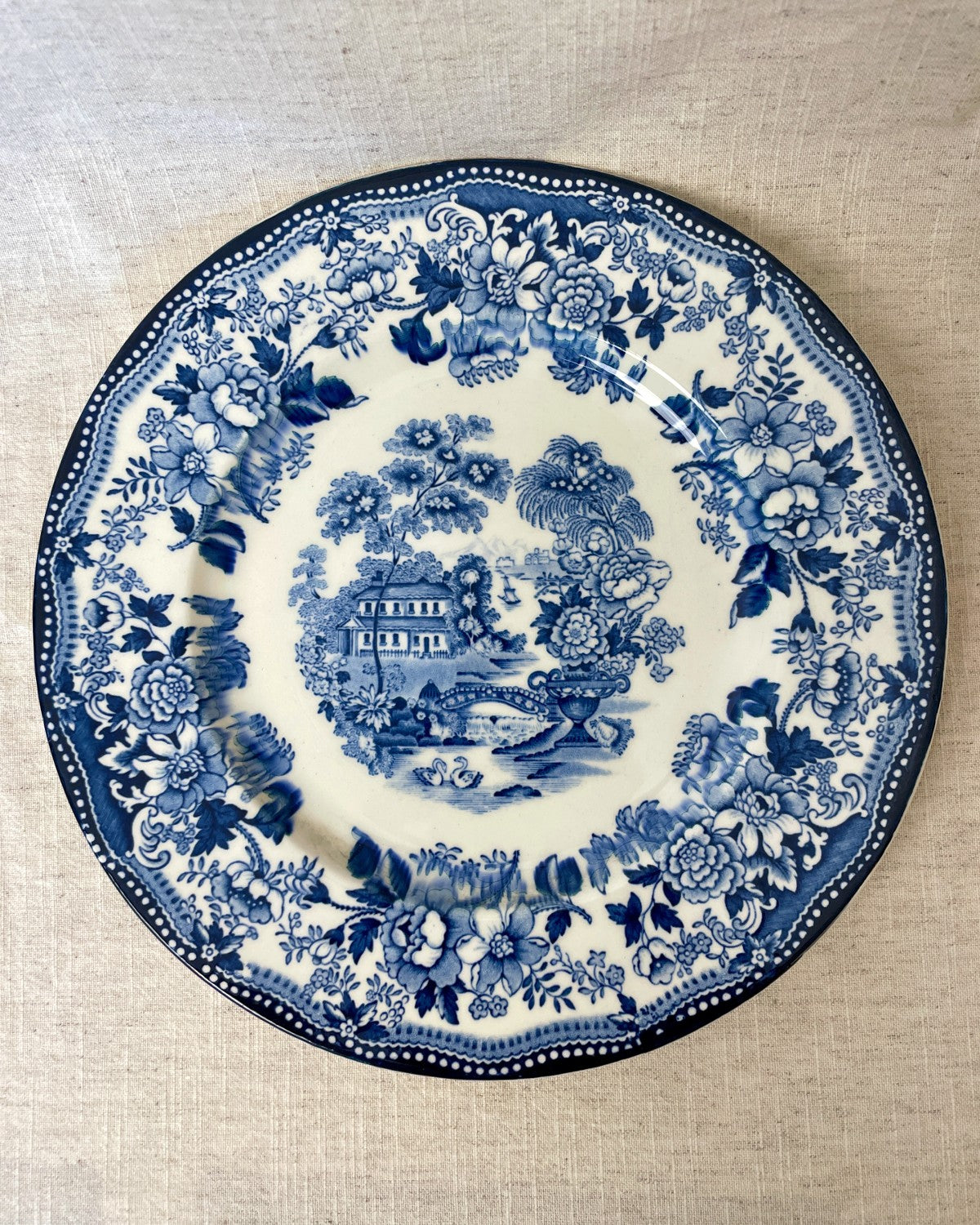 Vintage Royal Staffordshire Tonquin Dinner Plate, Blue & White