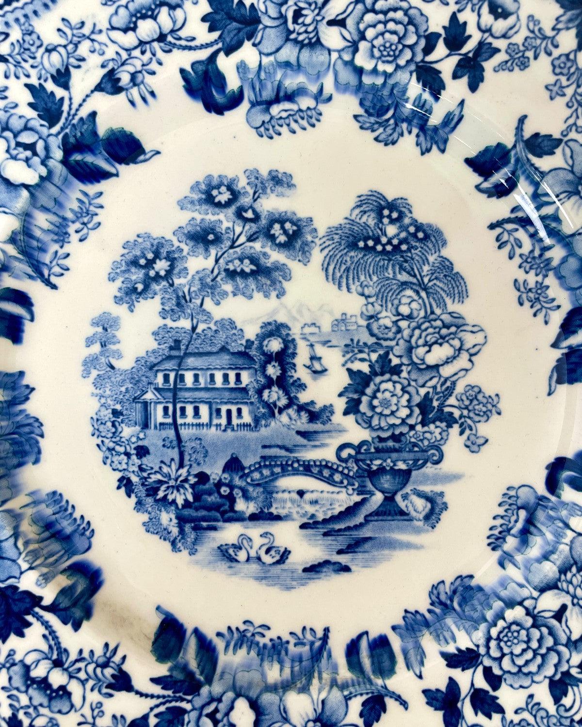 Vintage Royal Staffordshire Tonquin Dinner Plate, Blue & White