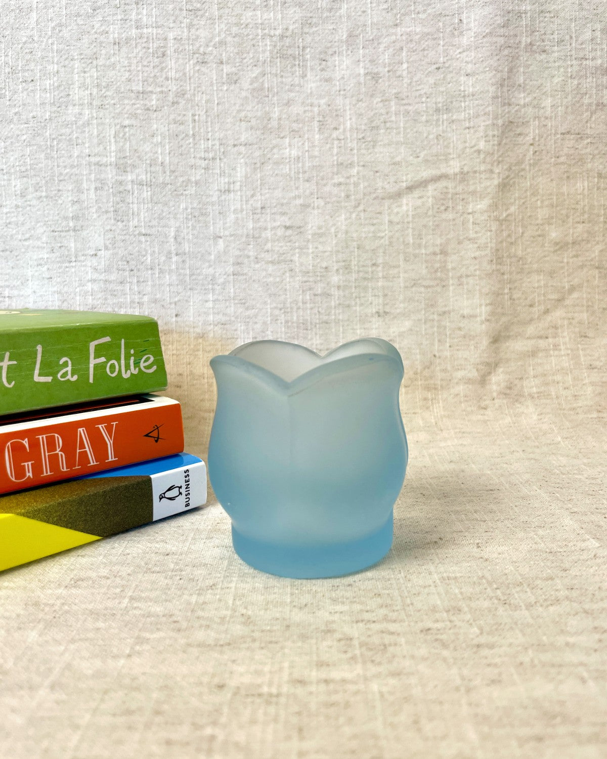 Miniature Blue Frosted Glass Bowl / Tealight Holder