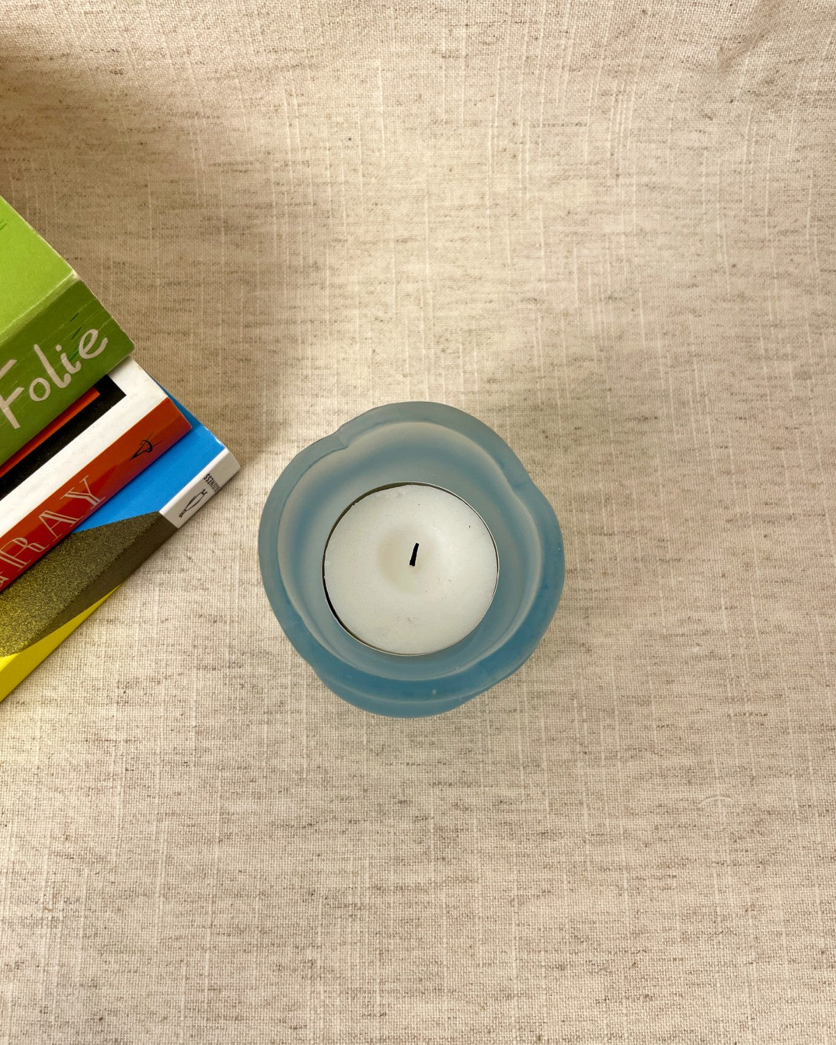 Miniature Blue Frosted Glass Bowl / Tealight Holder